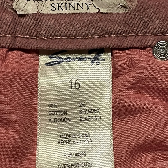 Seventy 7 Dusty Rose Ultra High Rise Skinny Corduroy Pants Sz 16 - Picture 6 of 7